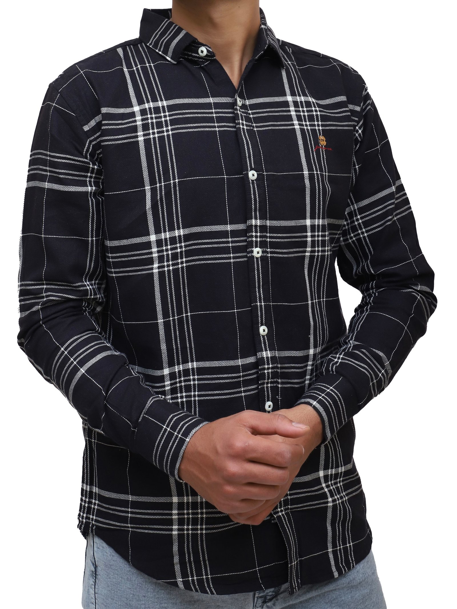 Textured Casual Full Sleeve Checks Shirt
